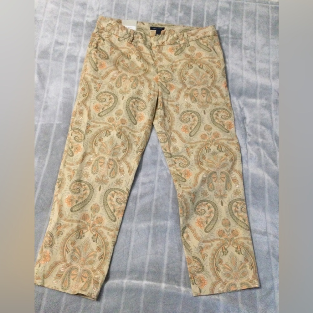 Tommy Hilfiger Parker Paisley Print Flat Front Tapered Leg Chino Mid Rise Size 8
